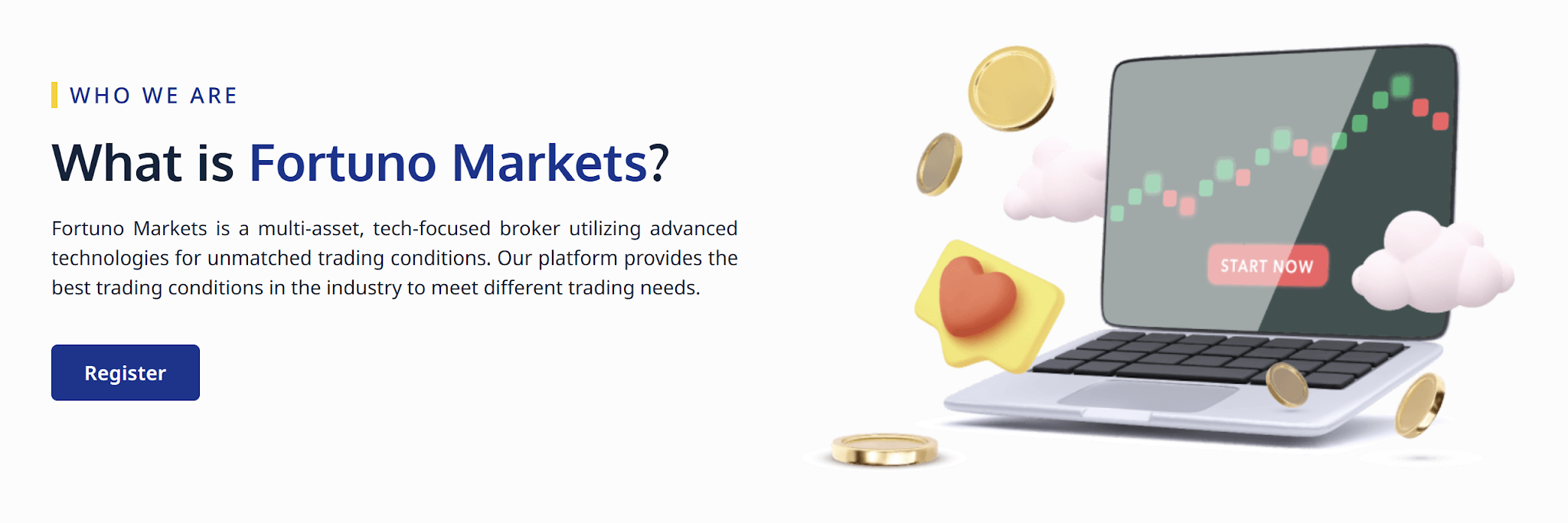 Fortuno Markets trading platform interface with chart and start button - Tokenhell Fortuno Markets trading platform interface with chart and start button