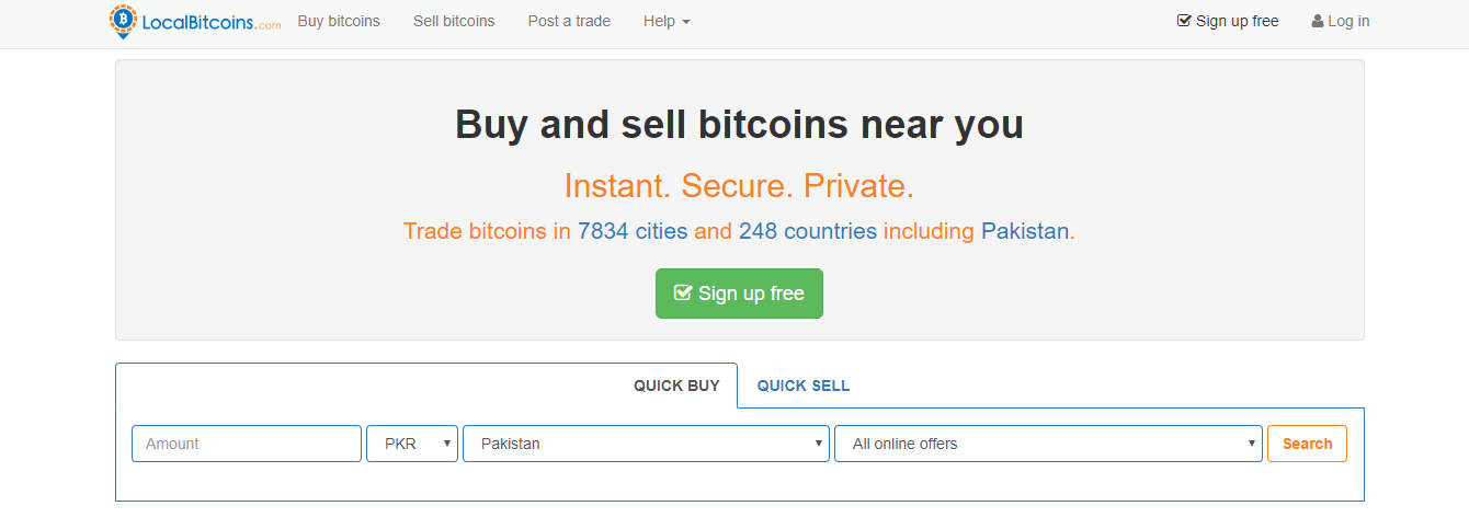 LocalBitcoins Homepage