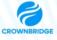 Crownbridge logo: blue circular emblem with flowing swooshes above the blue word Crownbridge.