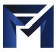 Stylized logo forming an M with dark and light blue geometric shapes on a white/neutral background.