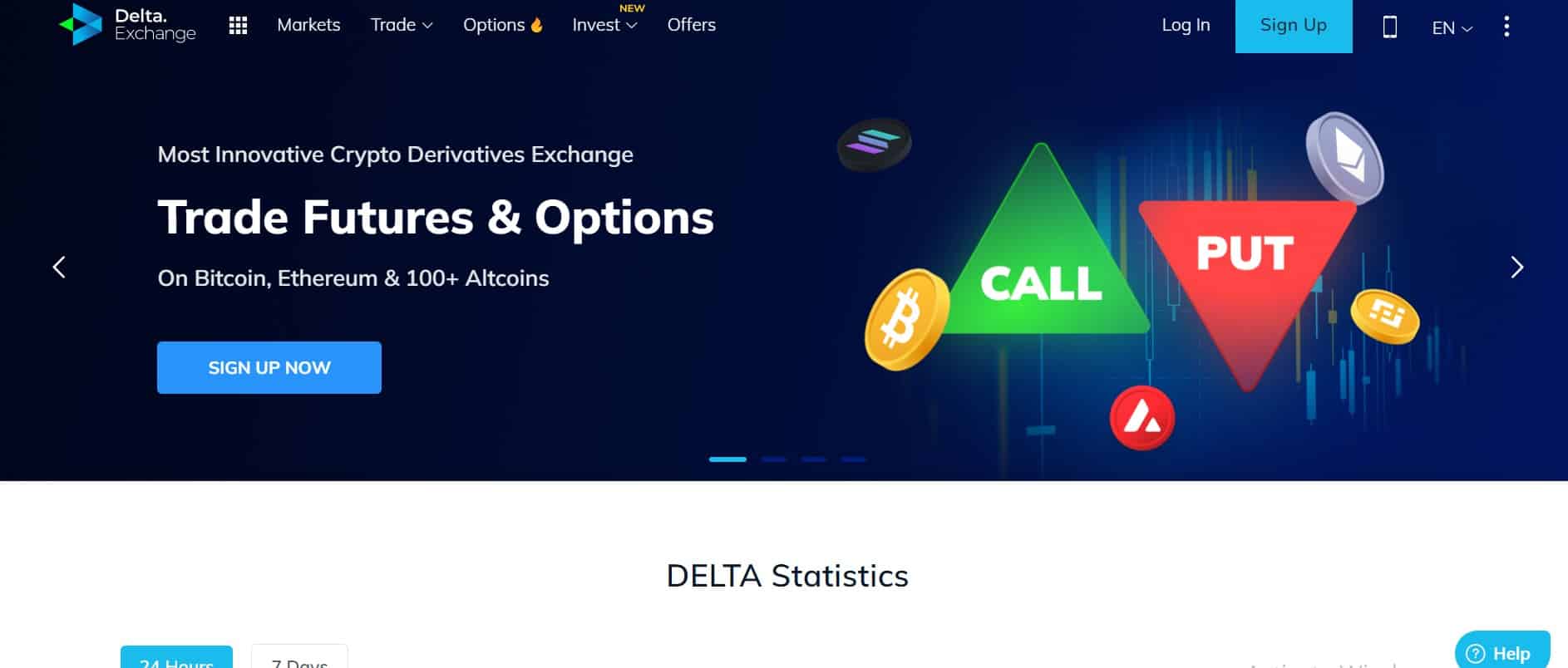 Delta Exchange website