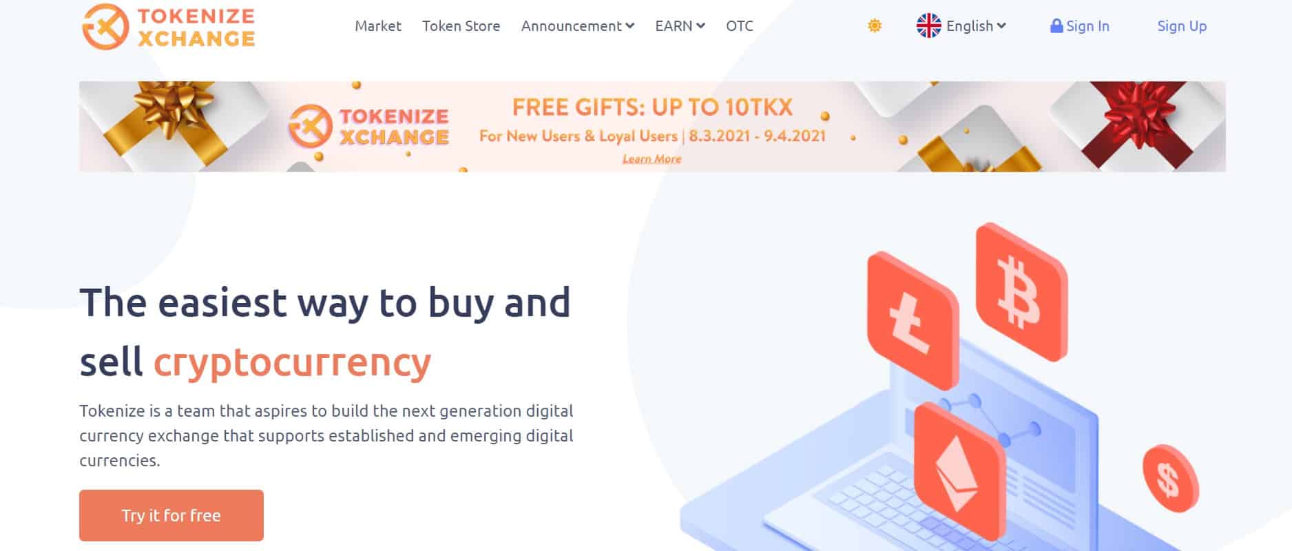 Tokenize Exchange website
